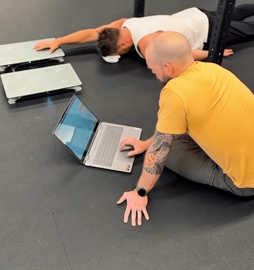 VALD force-plate testing for an athlete at PhysioFIT in Bend, Oregon